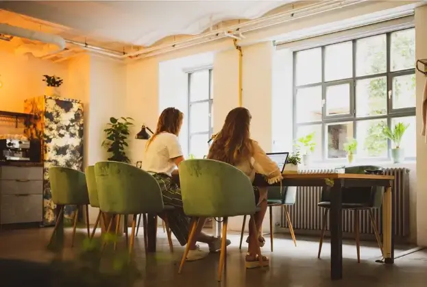Cowork in Munich at stylish velvet coworking space interior photo 2