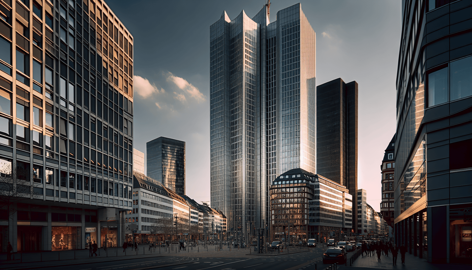 Prestigious office buildings in Frankfurt's financial district