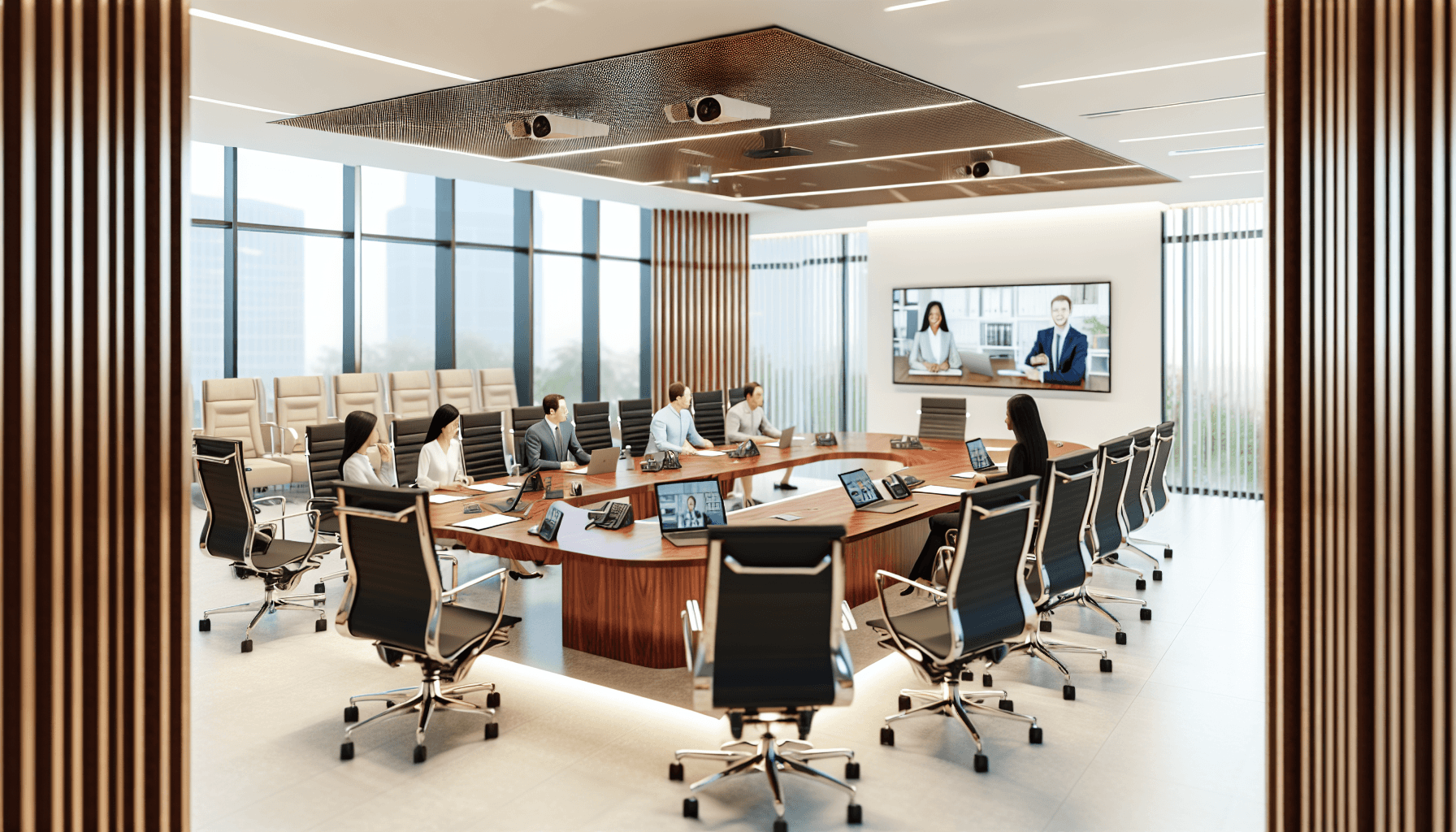 Spacious meeting room with high-tech equipment